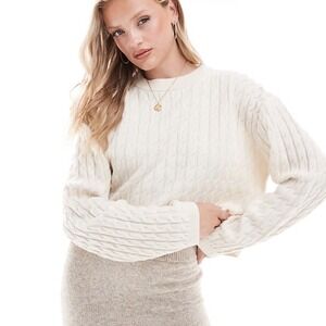 Other Stories Paris Atelier Cream Cable Turtleneck Sweater Alpaca Blend‎ Size S